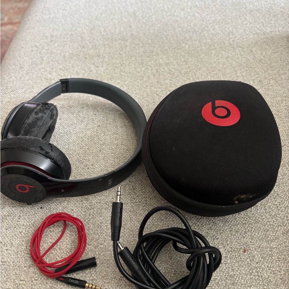 Over-Ear Headphones with Red Accents - Black/ Ear Muffs  to be replaced